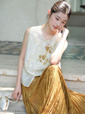 Dusk 2-Piece Gold Floral Cheongsam Top