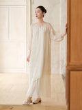 Lila Cloudy Apricot Embroidered Cheongsam Dress