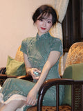 Throne Lake Light Dance Velvet Cheongsam Dress