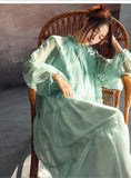 Moonlight Gradient Green Chiffon Cheongsam Dress
