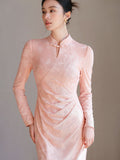 Allegro Yanshu Pink Slim-Fit Cheongsam Dress