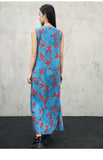 Persephone Blue Color-Block Cheongsam Dress