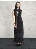Tatyana Black Embroidered Cheongsam Dress