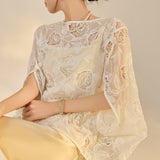 Eloise 2-Piece Rose Lace Cheongsam Set