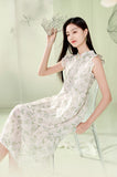 Solstice Quixotic Ruffled Stand Collar Floral Cheongsam Qipao Dress