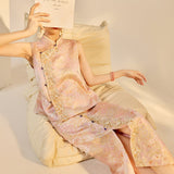 Daffodil 2-Piece Embroidered Jacquard Cheongsam Set