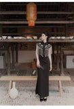 Gwen Black Maxi Knit Cheongsam Dress
