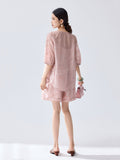 Rosalinda 2-Piece Nude Pink Chiffon Cheongsam Set