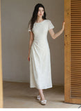 Patrician Moon White Lace Embroidery Cheongsam Dress