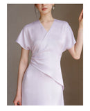 Marigold Light Purple Slim Fit Cheongsam Dress