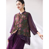 Oliviana Flower Purple Lace Cheongsam Top