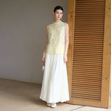 Dara 2-Piece Cloud Yellow Embroidered Vest Cheongsam