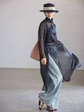 Evangeline Black Long Sleeve Cheongsam Top