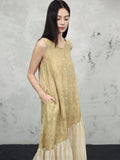 Josephina Ginger Yellow Jacquard Cheongsam Dress