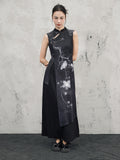 Jade Black Floral Print Cheongsam Dress