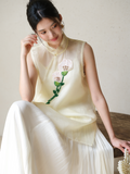 Yasmine Light Millet Yellow Lace Cheongsam Top