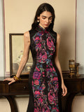 Belladonna Black Floral Jacquard Cheongsam Dress
