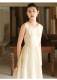 Kaia Cloud Apricot Slim-Fit Cheongsam Dress