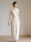 Unakite Clear Apricot Jacquard Cheongsam Dress