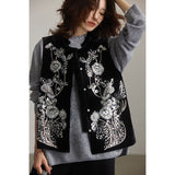 Ursula Black Sequin Embroidered Vest Cheongsam