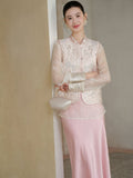 Lilac Light Mist Pink Beaded Cheongsam Vest