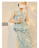 Larkspur Good-Looking Qipao Cheongsam Two Piece