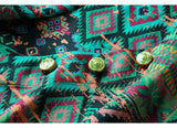Jonquil Blue-Green Print Cheongsam Top