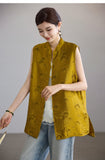 Nocturne Yellow Jacquard Vest Cheongsam