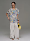 Katerina Floral Polyester Cheongsam Top