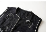 Ophelia 2-Piece Black Embroidered Cheongsam Vest