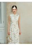 Giuliana Apricot Branch Embroidered Cheongsam Dress