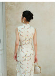 Giuliana Apricot Branch Embroidered Cheongsam Dress