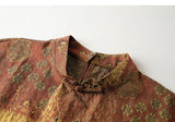 Symphony Flower Coffee Jacquard Cheongsam Top
