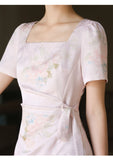 Celeste Peony Pink Jacquard Cheongsam Dress