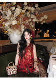 Pansy Halcyon Gold Woven Jacquard Cheongsam Qipao Vest