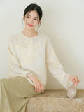 Marcella Honed Jacquard Cheongsam Blouse Gold Woven Qipao