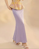 Elara 2-Piece Gold Vest Purple Skirt Cheongsam Set