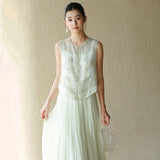 Felicia 2-Piece Silk Embroidered Cheongsam Vest