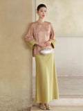 Palace Peach Gold Satin Cheongsam Top