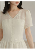 Splendor Mist Apricot Sequin Embroidered Cheongsam Dress