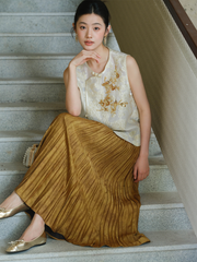 Dusk 2-Piece Gold Floral Cheongsam Top
