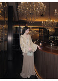 Celandine Charismatic Silk Velvet Cheongsam Qipao Beaded Embroidery Coat