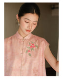Pearl Light Pink Embroidered Cheongsam Top