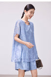 Luster 2-Piece Sky Blue Embroidered Cheongsam Set