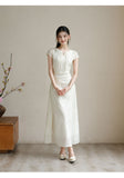 Gwendolyn Jasmine White Embroidered Cheongsam Dress