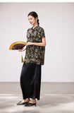 Delilah Black Floral Satin Cheongsam Top