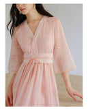 Rigel Soft Pink Crossover Cheongsam Dress