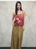 Fern Red Satin Loose Cheongsam Top