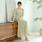Yasira Willow Embroidered Long Cheongsam Dress
