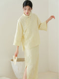 Hollyhock 2-Piece Almond Yellow Cheongsam Top
